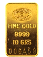 Johnson Matthey & Pauwels - Banque Credit Commercial 10 Grams Minted 24 Carat Gold Bullion Bar 999.9 Pure Gold