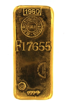 N.M Rothschild & Sons - Sharps Pixley - 1 Kilogram Cast 24 Carat Gold Bullion Bar 999.9 Pure Gold (1960)