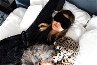Erin Lim's Girl's Night Collection featuring faux fur sleep mask. Benefiting Freedom & Fashion