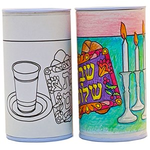 0990-DC- Color your own Shabbat Tzedakah Box,  2 x 4"