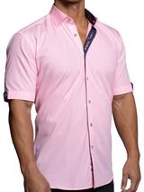galileo  Stripe Pink Short Sleeve Dress Shirt