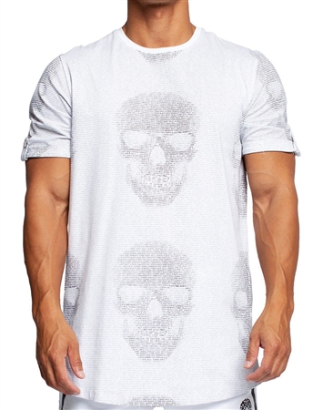 Maceoo Designer T-Shirt White Solid Skull Print
