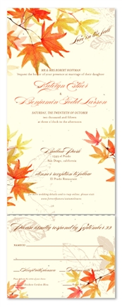 Watercolor Wedding Invitations on Plantable Paper ~ Autumn Leaves