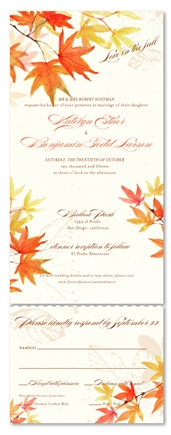 Fall Wedding Invitations with Autumn Leaves on 100% Recycled Paper