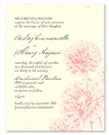 Camellia Wedding Invitations on seeded paper with pink Blooms