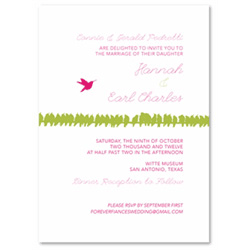 Green Wedding Invitations ~ Lovebirds (100% recycled paper)