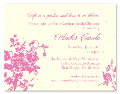 Pink Bridal Shower Invitations on seeded paper | My love Rosie