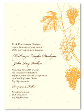 Wine Country Wedding Invitations | Old Vine (seeded paper - Gold & green colors)
