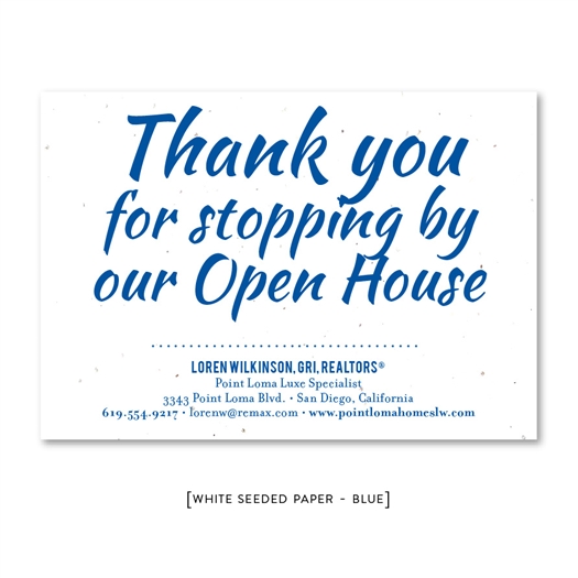 Open House Realtors Thank You Cards with Script on seeded paper
