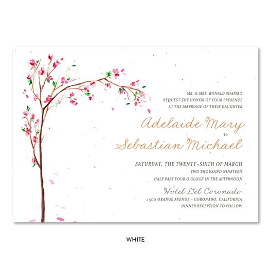 Spring Wedding Invitation with cherry blossoms branches | Golden Blooms