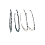 Hammered Rhinestone Hoops - Patina or Silver- Package (3)