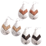 JE357 - Cork Laced Silver Drop Earrings - Natural, Terracotta and Black - Package of (3)