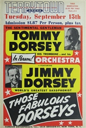 Tommy Dorsey Orchestra With Jimmy Dorsey Original Concert Poster
Vintage Rock Poster
Terrytown Arena