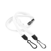 3/8 inch White doubel hook lanyard with safety breakaway-blank-LNB325BWHT