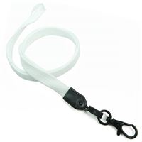 3/8 inch White neck lanyard with black lobster clasp hook-blank-LNB329NWHT