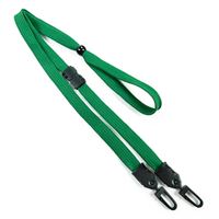 3/8 inch Green mask lanyard with breakaway and double hook and adjustable bead-blank-LNB32MBGRN
