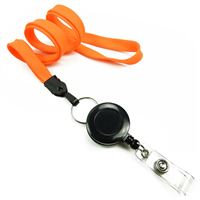 3/8 inch Neon orange badge reel lanyard attached split ring with retractable ID reel-blank-LNB32RNNOG