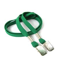 3/8 inch Green double clip lanyards attached clip on each end-blank-LRB324NGRN