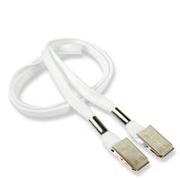 3/8 inch White double clip lanyards attached clip on each end-blank-LRB324NWHT