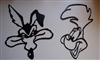 Wile E Coyote and Roadrunner heads Metal Wall Art