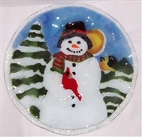 Snowman with Cardinal 14 inch Plate
