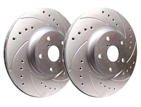 REAR PAIR - Drilled And Slotted Rotors With Silver Zinc Plating - F53-580-P