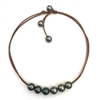 photo of Wendy Mignot Violet Versatile Six Tahitian Pearl and Leather Necklace