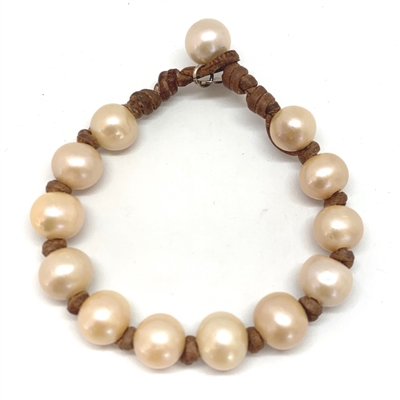 photo of Wendy Mignot All Around Freshwater Pearl and Leather Bracelet Blush