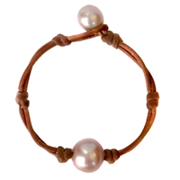 photo of Wendy Mignot Coastal Single Freshwater Pearl and Leather Bracelet Rose