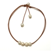 photo of Wendy Mignot Versatile Four Freshwater Pearl and Leather Necklace White