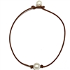 photo of Wendy Mignot Baby Coastal Single Freshwater Pearl and Leather Necklace White