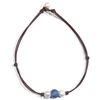 photo of Wendy Mignot Coastline Daisy Freshwater Pearl and Leather Necklace with SKY Blue Bead