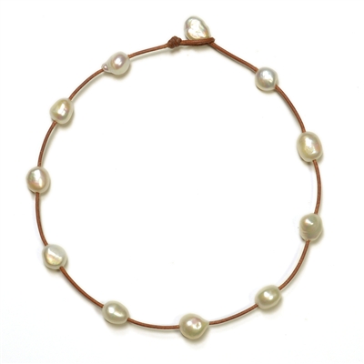 photo of Wendy Mignot Illusion Freshwater Pearl and Leather Necklace White