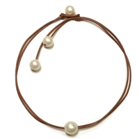 photo of Wendy Mignot Signature Freshwater Pearl and Leather Necklace White