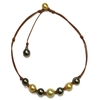 photo of Wendy Mignot Suns Black and Gold Tahitian Pearl and Leather Mixed Necklace