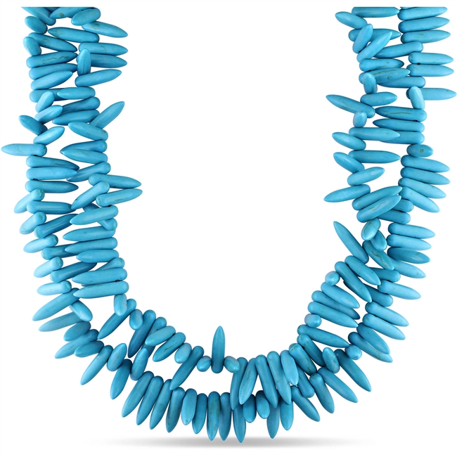 Tangelo 650 Carat T.G.W. Turquoise Brass Two-Strand Necklace, 35"