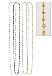Black, Gold & Silver Disco Ball Bead Necklaces 4ct | New Year's Supplies
