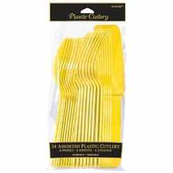 Yellow Sunshine Cutlery Assortment - 24ct | Party Supplies