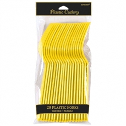 Yellow Sunshine Plastic Forks - 20ct | Party Supplies