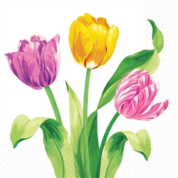 Bright Tulips Luncheon Napkins | Party Supplies
