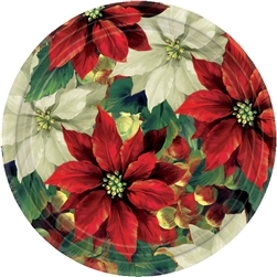 Regal Poinsettia 7" Round Paper Plates | Party Supplies