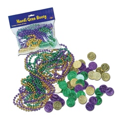 Green, Gold and Purple Beads and Coins