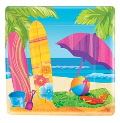 Surf's Up 10" Square Plates | Luau Party Supplies