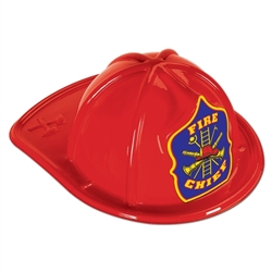Red Plastic Fire Chief Hat | Party Supplies