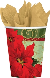 Vintage Poinsettia 9oz Paper Cups | Party Supplies