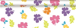 Hibiscus White Plastic Table Roll | Party Supplies