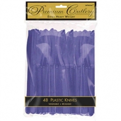 New Purple Heavy Weight Plastic Knives - 48ct | Party Supplies