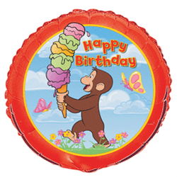 18" Curious George Birthday Foil/Mylar Balloon