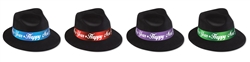 Black Velour Fedora Hat with Assorted Color Bands | New Year's Party Favors
