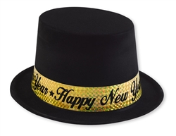 Black Top Hat with Gold Band | New Year's Eve Party Favors